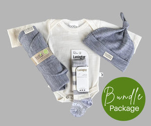 BUNDLE | Merino Babywear | Wrap & Base Layer | Greymarl & vanilla free shipping on all NZ over $75