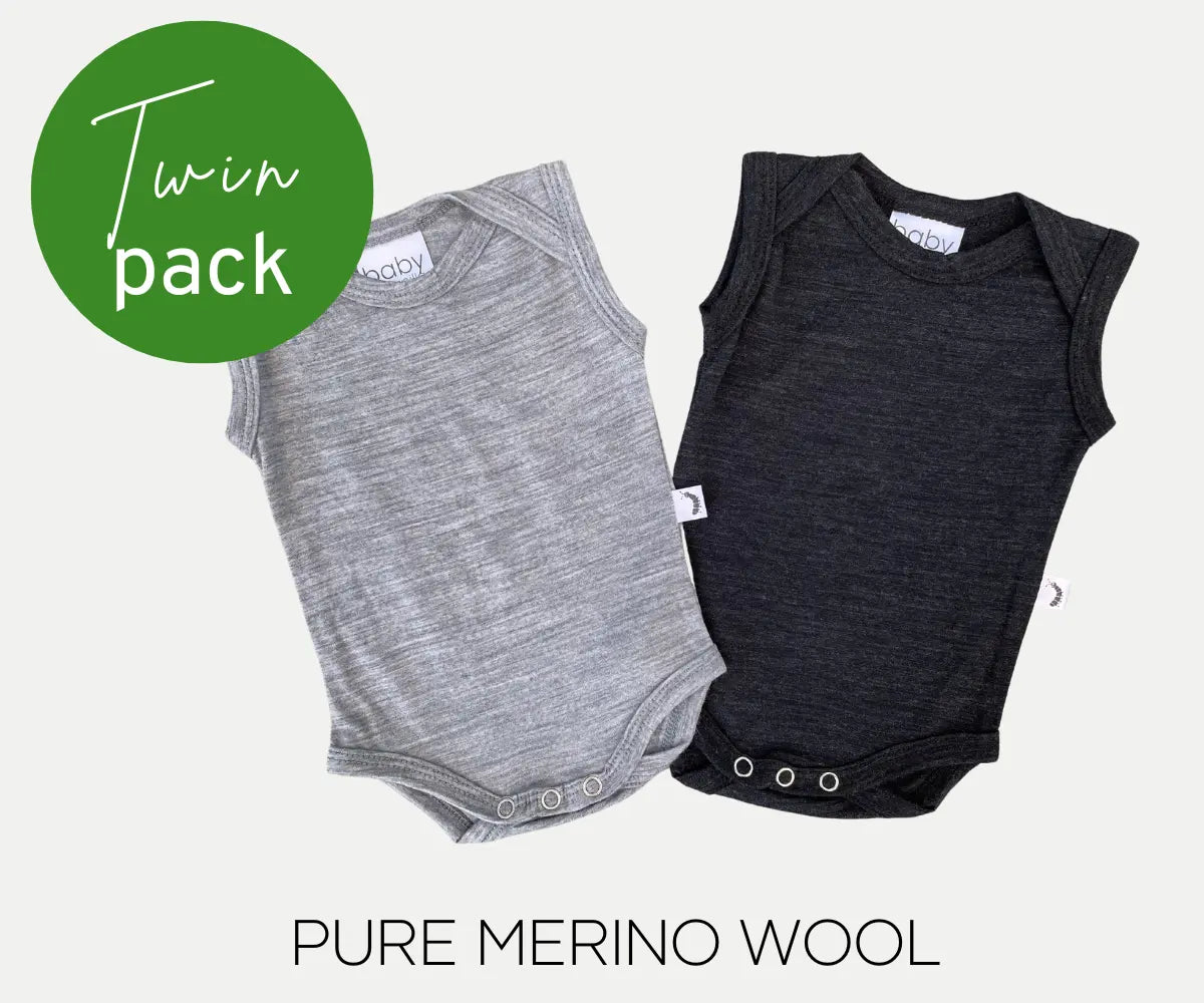 BUNDLE | Merino Bodysuit 2-pack Sleeveless | Charcoal & greymarl free shipping on all NZ over $75