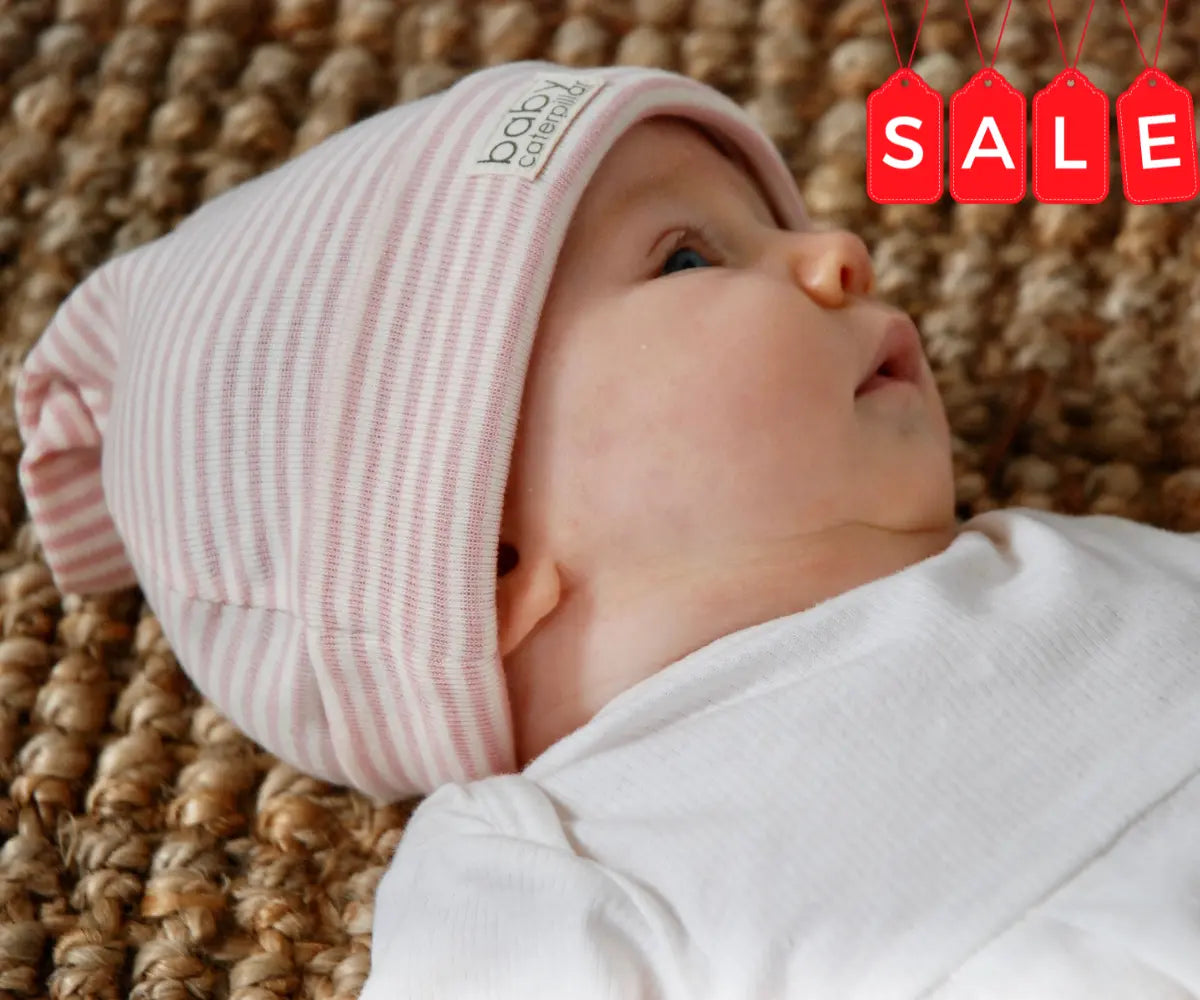 SALE | Pink Stripe Cotton Baby Beanie free shipping on all NZ order over $75