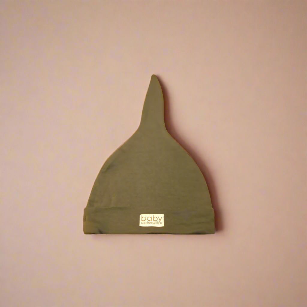 Olive green merino wool baby beanie, soft and breathable, made in New Zealand