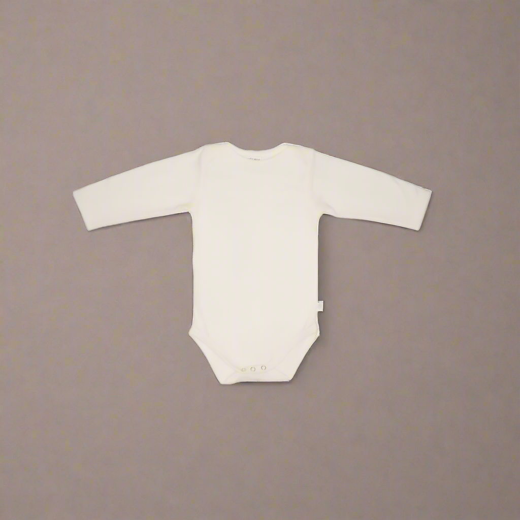 Cream merino wool baby long-sleeve bodysuit made in New Zealand by Baby Caterpillar