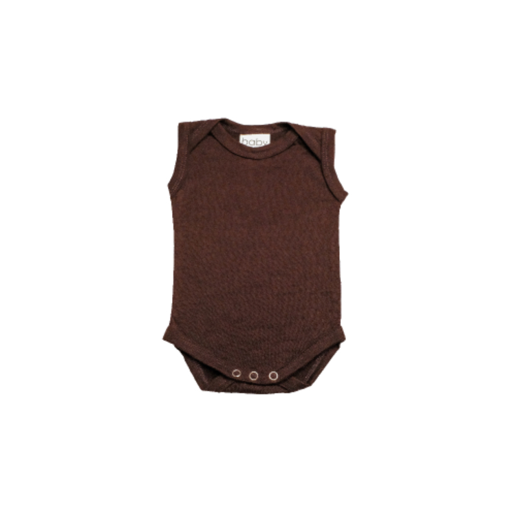 Mocha-Brown Merino Singlet Bodysuit (newborn)