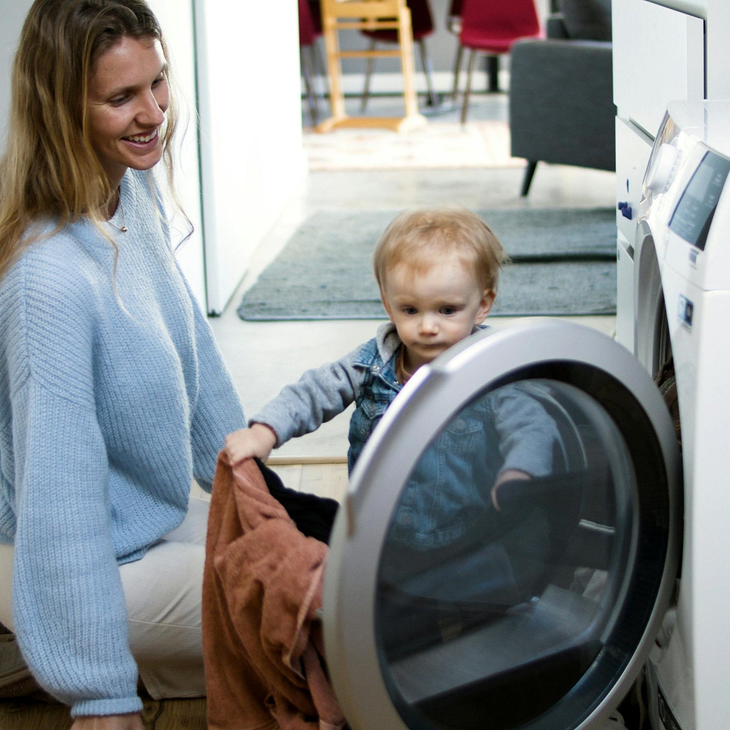 toddler washing merino wool