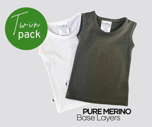 2-Pack Merino Singlets | Cream & Olive free shipping on all NZ order over $75