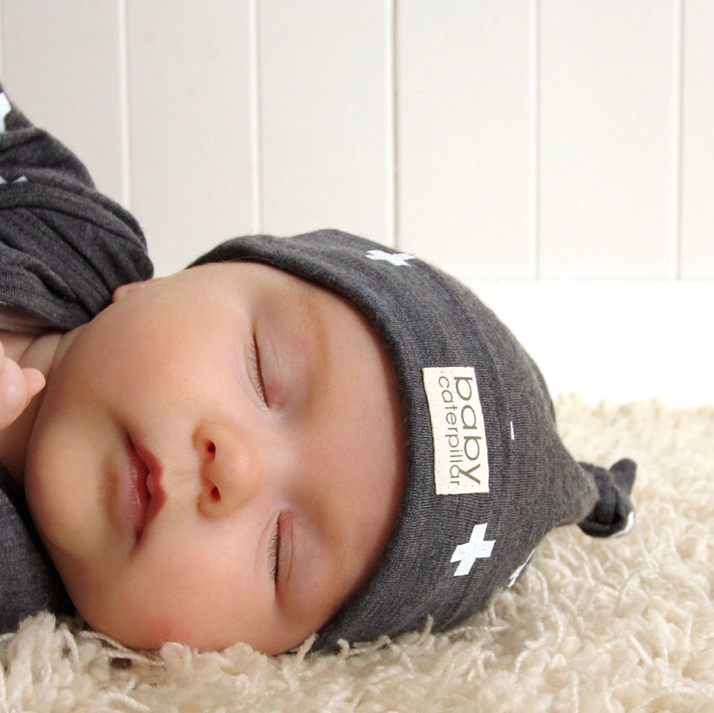 Merino Beanie - Grey Cross