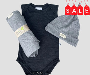 SALE BUNDLE | Merino Babywear | wrap, beanie & bodysuit free shipping on all NZ over $75