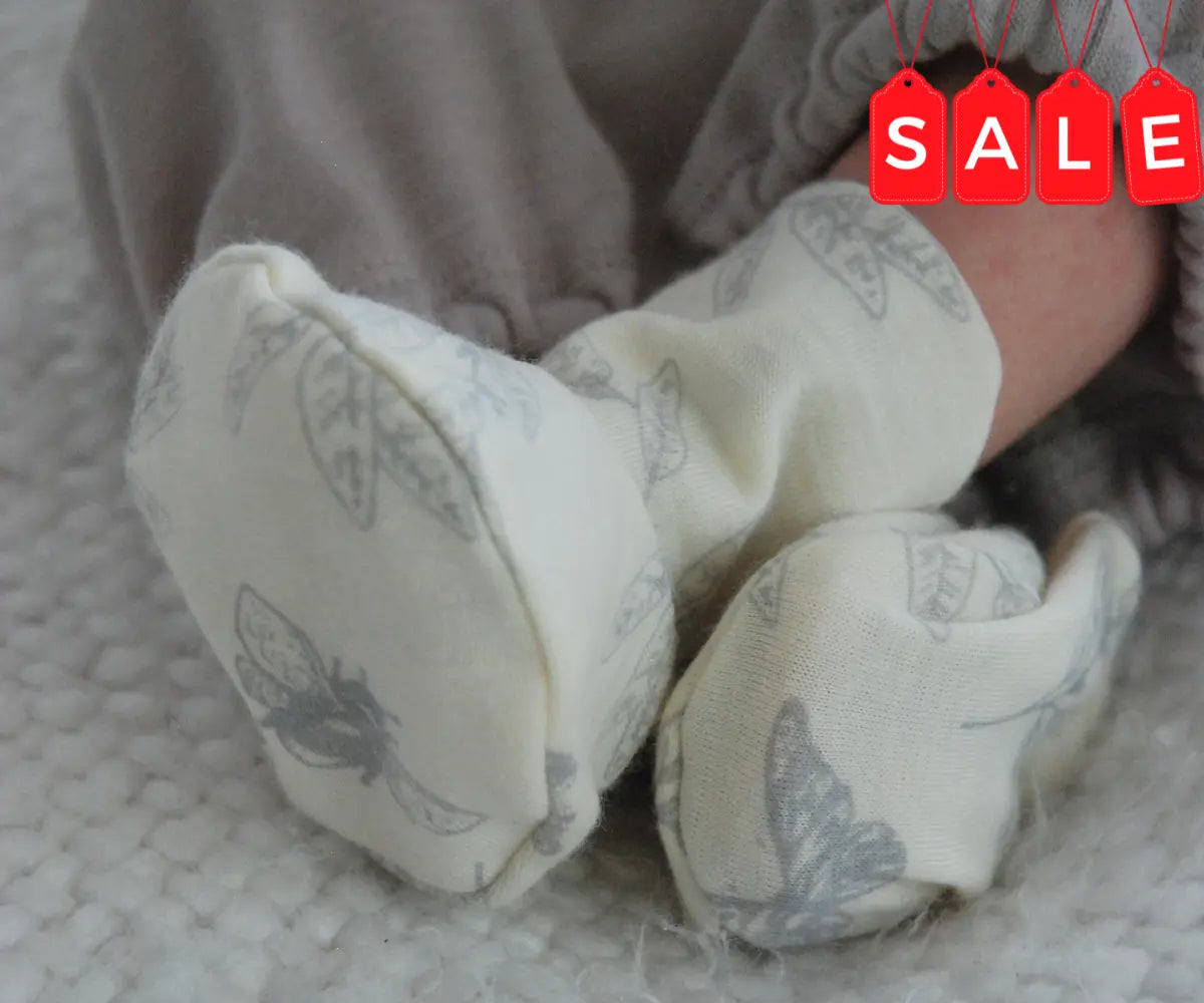 SALE | Butterfly Print Merino Baby Booties free shipping on all NZ order over $75