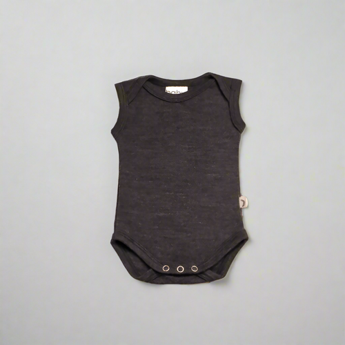 Charcoal Merino Interlock Singlet Bodysuit (newborn)
