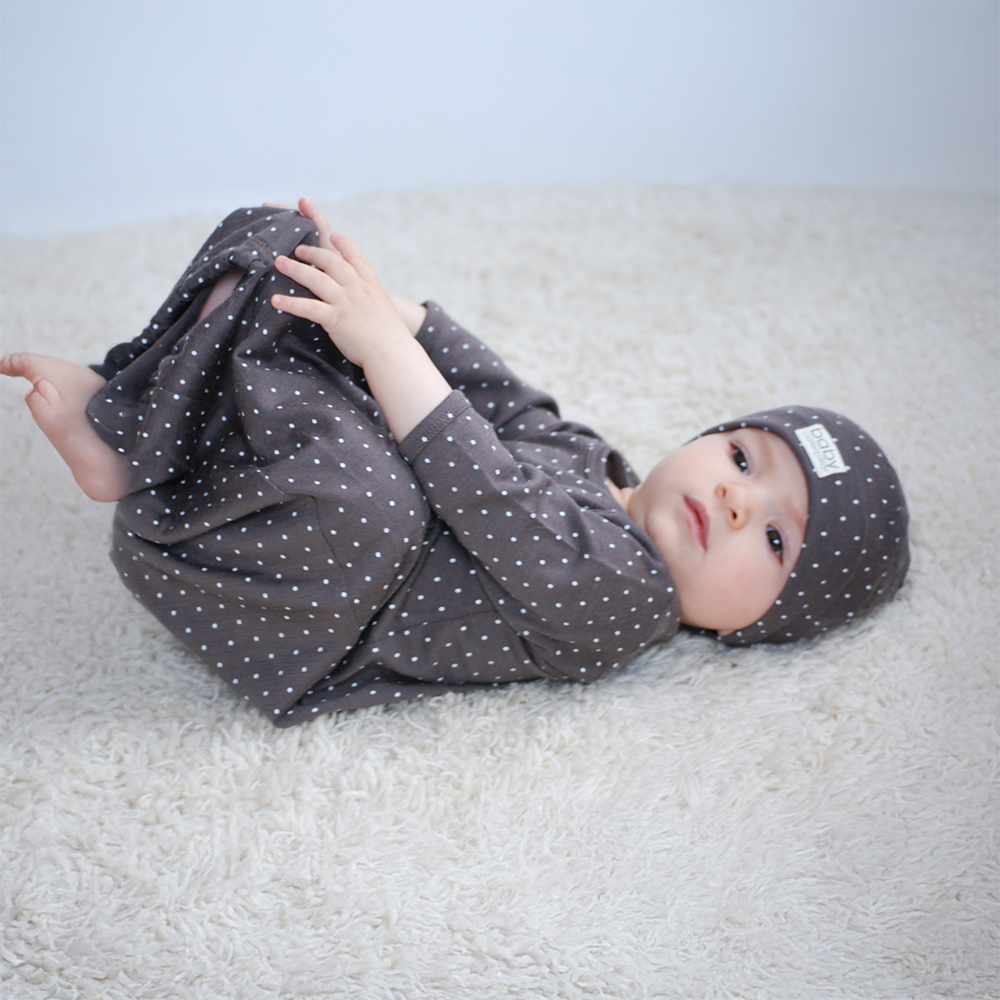 Merino Baby Nightgown – Soft Sleep Gown in Jersey Grey Baby