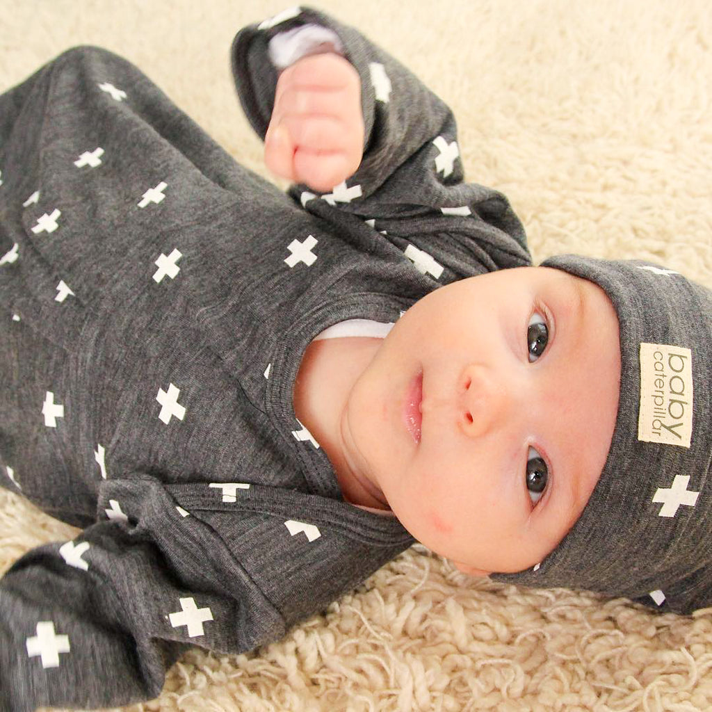 Merino Beanie - Grey Cross