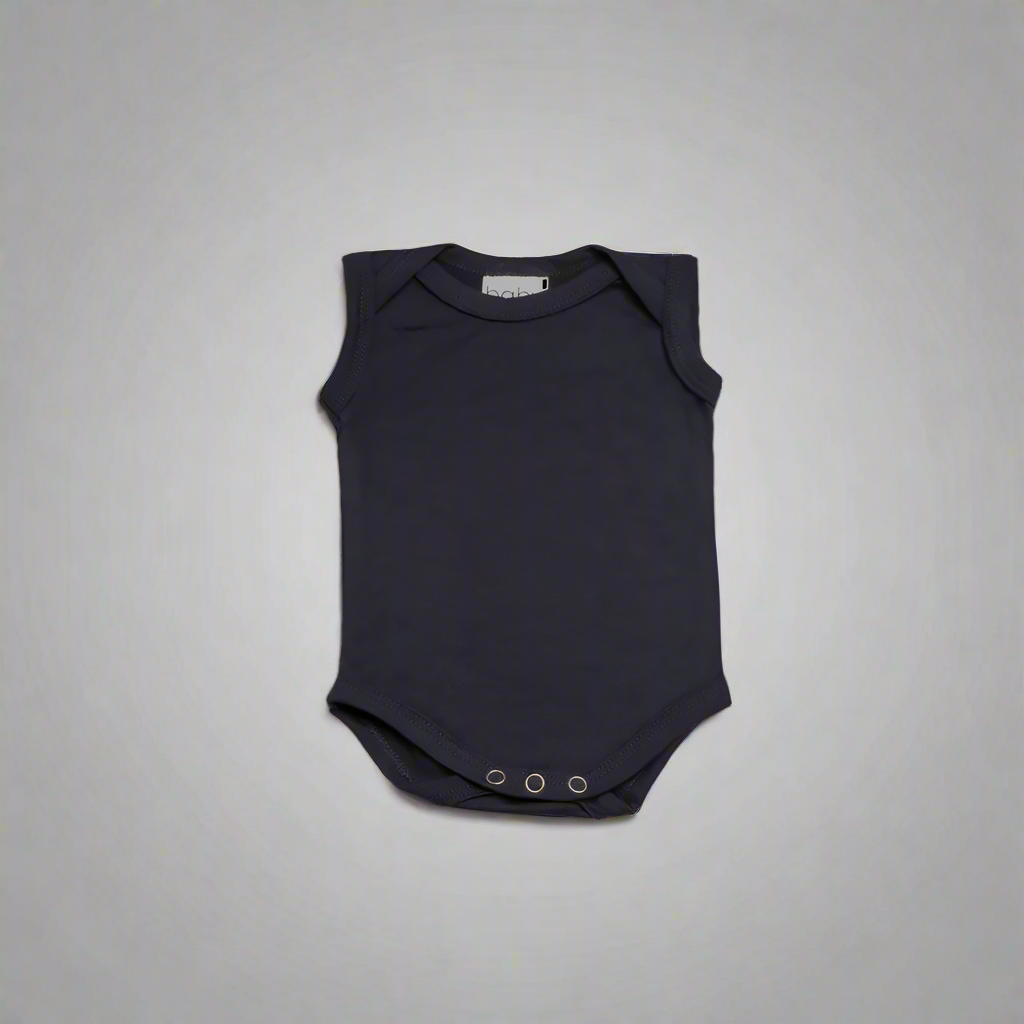 Navy Blue Merino Singlet Bodysuit (newborn)