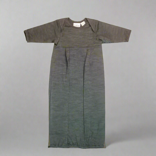 Charcoal merino wool nightgown, soft and breathable, made in New Zealand