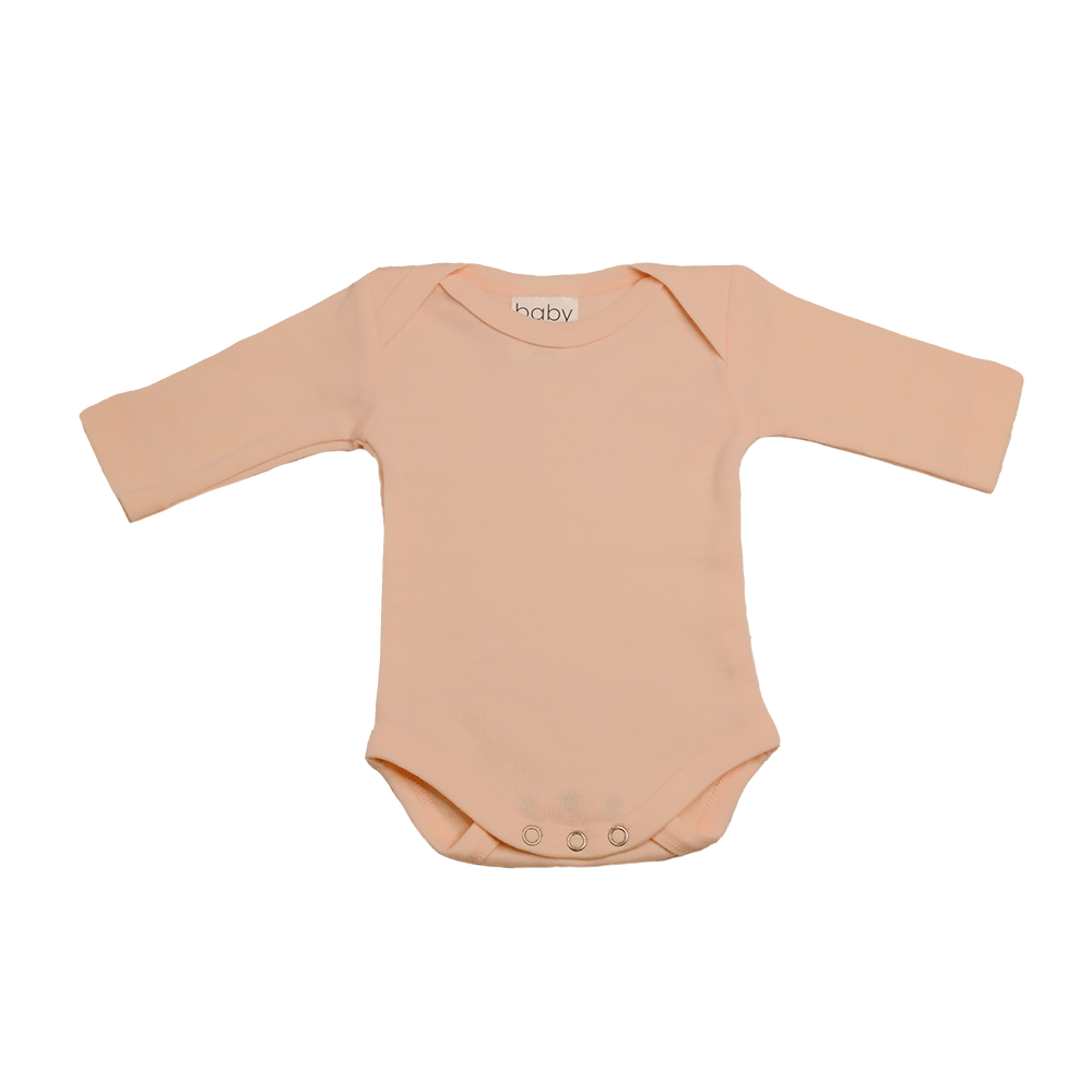 Peach Pink Long-Sleeve Merino Interlock Bodysuit