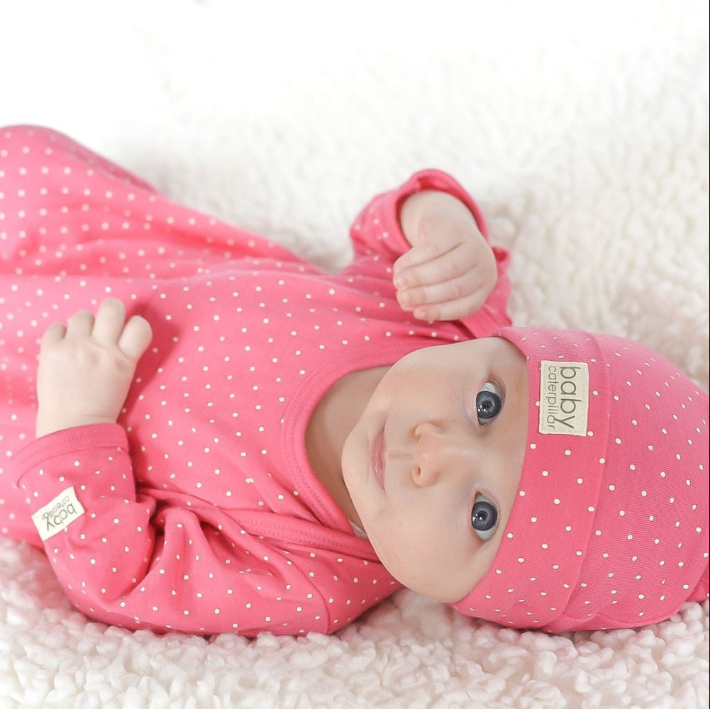 Merino Beanie - Pink Polka Dots