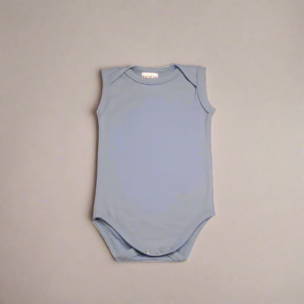 Sky-blue Merino Singlet Bodysuit (3-6months)