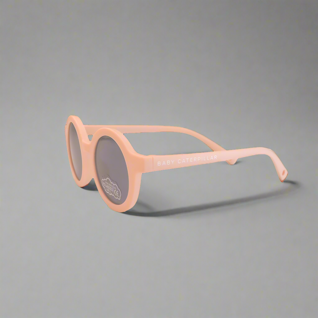 Baby Caterpillar Sunglasses in Buttercup Blush Pink with flexible frame and UV-protective lenses, designed for ages 0–2 years